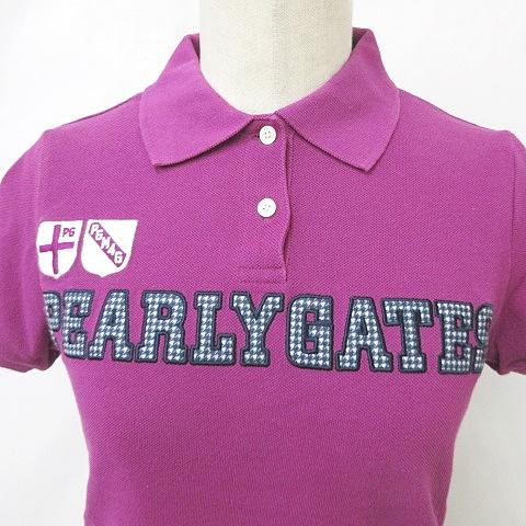 パーリーゲイツ PEARLY GATES ゴルフ ポロシャツ 半袖 刺繍 パープル