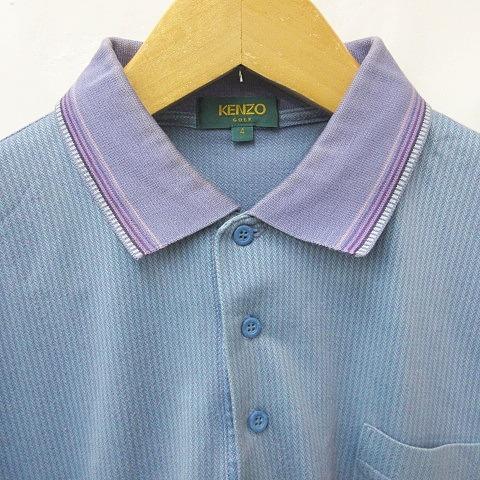 ケンゾー KENZO GOLF ゴルフ ポロシャツ 長袖 ロゴ 刺繍 ストライプ