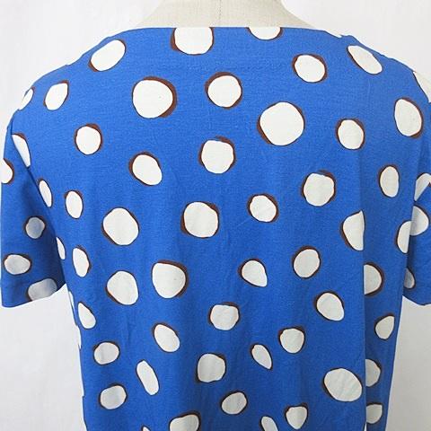 tabasaタバサ　チュニックワンピース タバサ TABASA チュニック ワンピース 半袖 丸首 ドット柄 青 白 茶