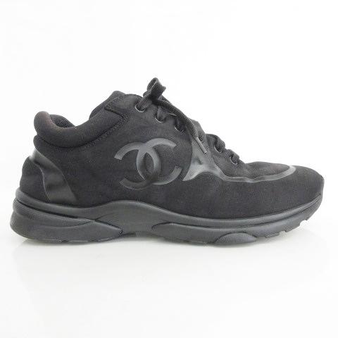 【中古】シャネル CHANEL スニーカー ローカット ココマーク ロゴ CC G35346 ブラック 黒 40 ☆AA★ メンズ CHANEL（シャネル） スニーカー ローカット ココマーク ロゴ CC G35346