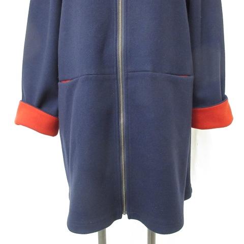 reddish brown ノーカラーコート　ジップアップ ノアジェ noa-ge コート ノーカラーコート ハーフ丈 ジップアップ 紺