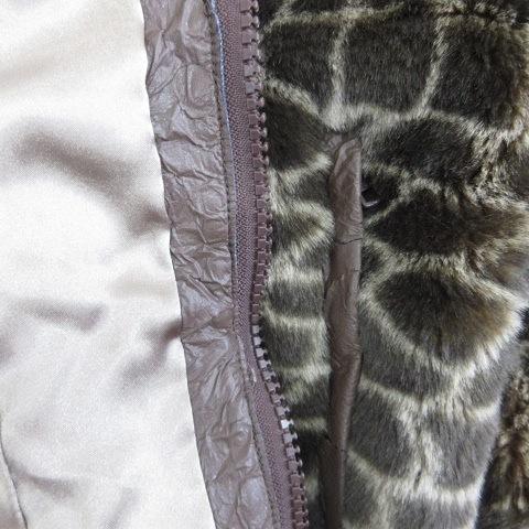 【中古】アンドサンズ コート ジャケット ジップアップ フード ボア アニマル 総柄 リブ 別布 合皮 茶 XX メンズ アンドサンズ ANDSUNS コート ジャケット ジップアップ フード ボア