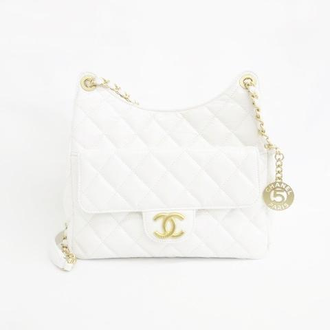 【中古】シャネル CHANEL ホーボーバッグ ショルダーバッグ マトラッセ チェーン ココマーク ホワイト 白 ゴールド CHANEL（シャネル） ホーボーバッグ ショルダーバッグ マトラッセ