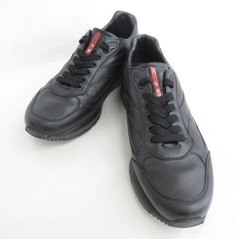 【美品】PRADA　スニーカー　レザー　ブラック　ローカット　24cm PRADA SPORT（プラダスポーツ） スニーカー ローカット レザー 4E 2632