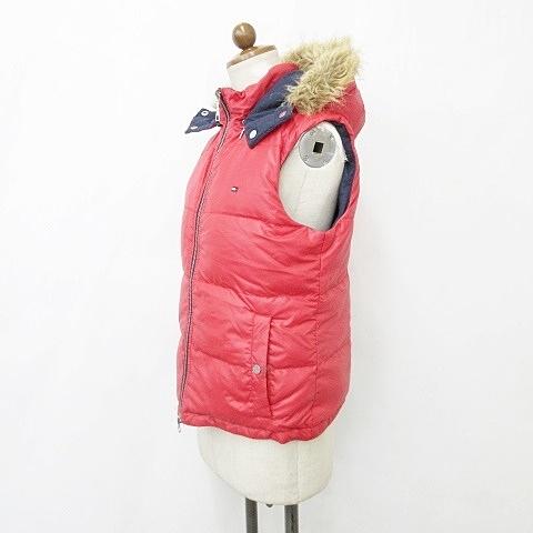 【トミーヒルフィガー】ダウンベスト 取り外せるファーフード L 紺 美品 トミー ヒルフィガー TOMMY HILFIGER フーデッドダウンベスト （グレー