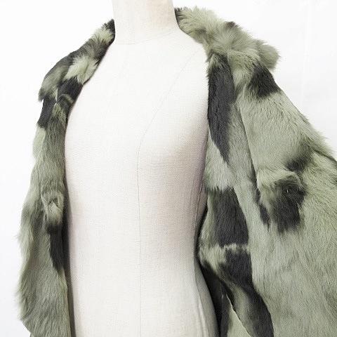 Fairy コート ムートンパッチワーク 羽織 ショールカラー ラビット 緑