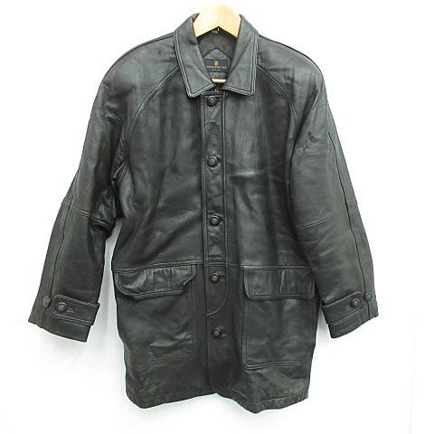 Harbor Port Club コート 羊革 本革 レザー 中綿 ブラック 黒 LL