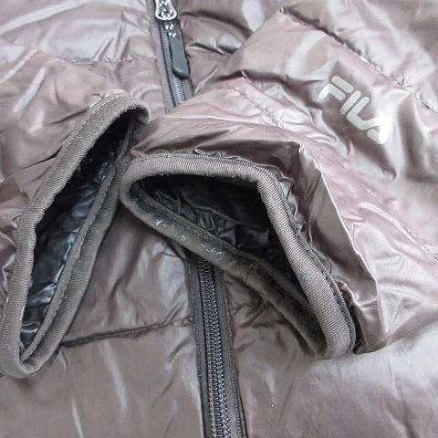 フィラ FILA ダウンジャケット ジップアップ ロゴ 茶 ブラウン M