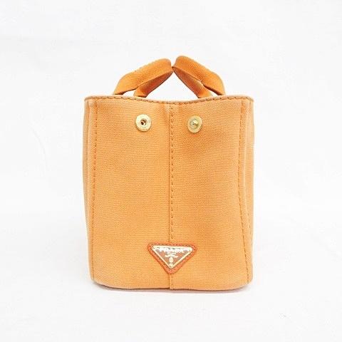 PRADA（プラダ） カナパ S ミニ トートバッグ キャンバス オレンジ
