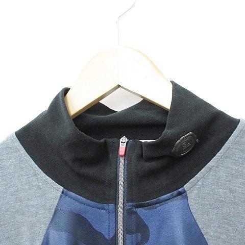 マークアンドロナ MARK LONA ゴルフ ジャケット ジップアップ スタンドカラーカモフラ柄 スカル 黒 紺 グレー ブラック ネイビー M メンズ_3