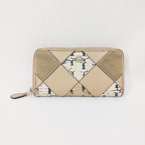 COACH（コーチ） 財布 長財布 パッチワーク ヘビ柄 レザー スエード