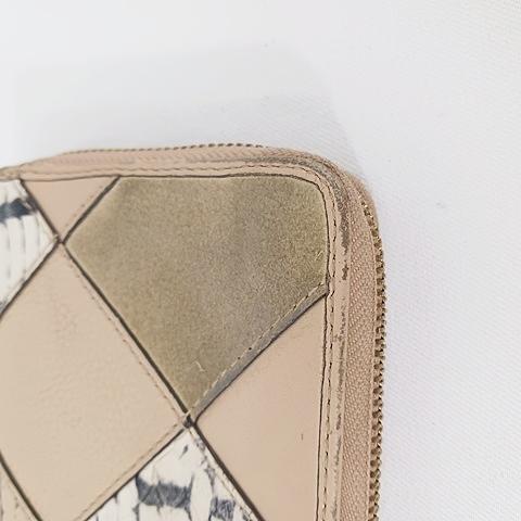 COACH（コーチ） 財布 長財布 パッチワーク ヘビ柄 レザー スエード