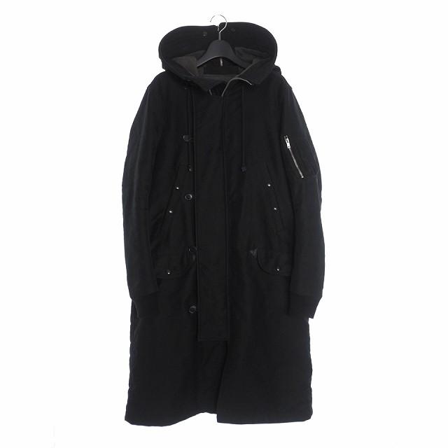 Owens リックオウエンス ドローコード Hooded Long Rick フーデッドロングパーカー ドローコード 黒 モッズコート 国内正規 中古 Parka L 黒 ブラック Ru5991 P メンズ