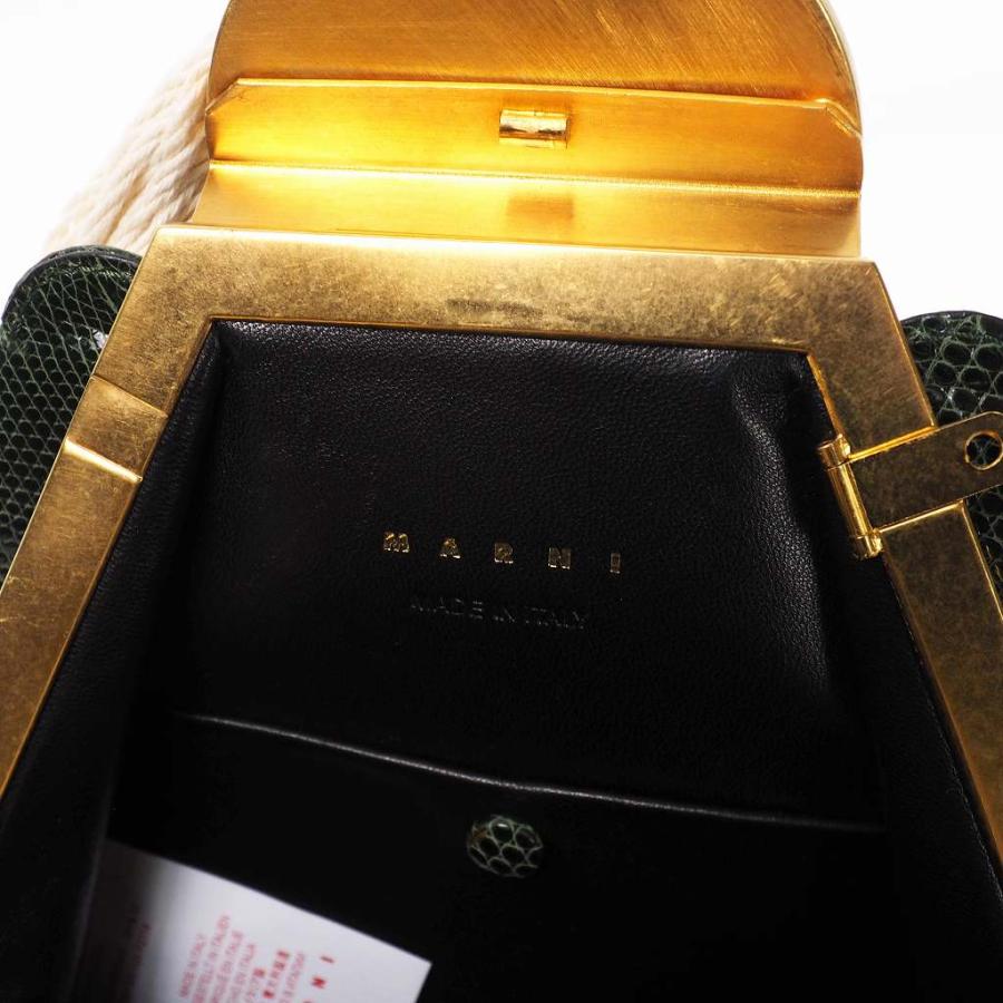 【中古】未使用品 マルニ MARNI 18AW MONILE リザードレザー フリンジ ハンドバッグ ダークグリーン 緑 FRMP0001U0 MARNI（マルニ） 未使用品 MARNI 18AW MONILE リザードレザー フリンジ