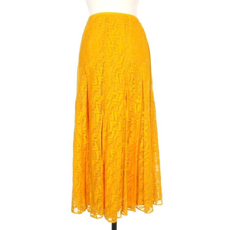 フェンディ FENDI レース スカート ミディ丈 センタースリット FF  