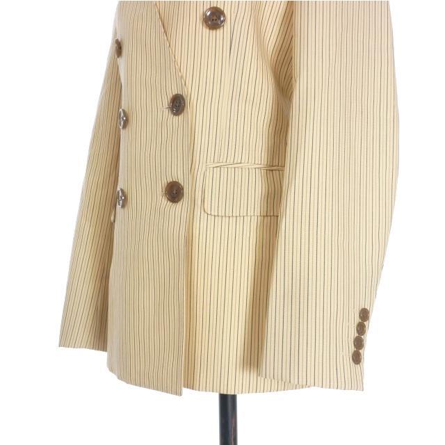 ヨウヘイオオノ YOHEI OHNO ストライプ ノーカラー ダブルジャケット