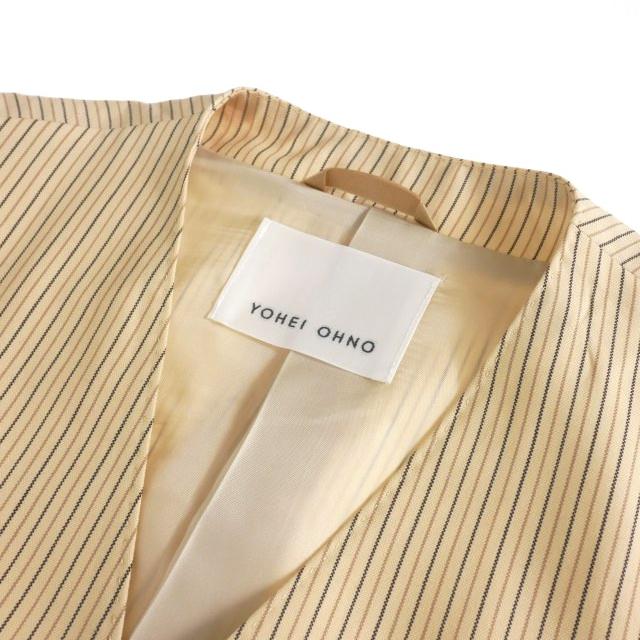 ヨウヘイオオノ YOHEI OHNO ストライプ ノーカラー ダブルジャケット