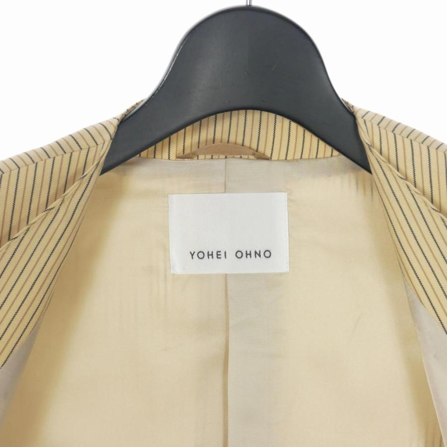 ヨウヘイオオノ YOHEI OHNO ストライプ ノーカラー ダブルジャケット