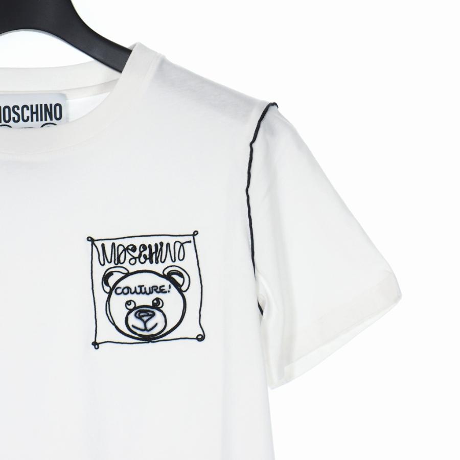 未使用品 モスキーノ MOSCHINO 20SS テディベア ロゴ刺繍 Tシャツ カットソー 半袖 38 ホワイト 白 V0702 レディース｜vectorpremium｜03
