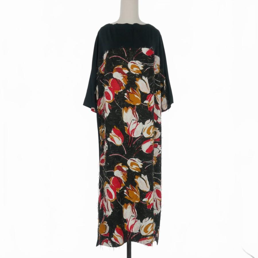 【中古】未使用品 マルニ MARNI 21AW フラワープリント ロングワンピース ドレス 36 ブラック 黒 ABJE0725Q0 国内正規 MARNI（マルニ） 未使用品 MARNI 21AW フラワープリント ロング
