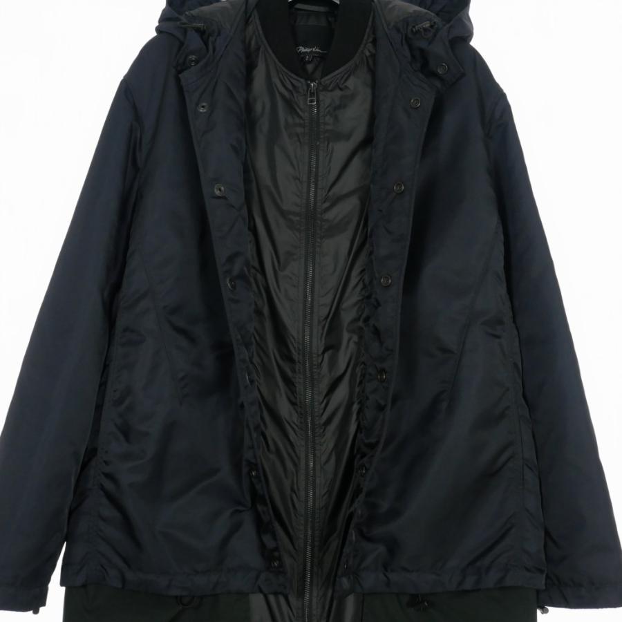 3.1 フィリップリム 3.1 phillip lim レイヤード ナイロン フーデッドコート 中綿 S ネイビー 紺 F115-8232F メンズ