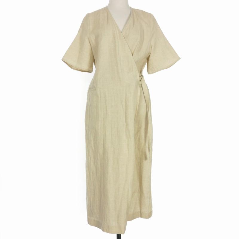 ラウタシー Lautashi ワンピース ベルテッド 半袖 ひざ丈 F ベージュ  