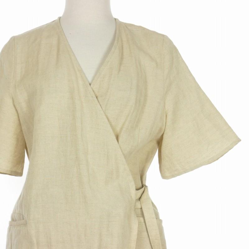 ラウタシー Lautashi ワンピース ベルテッド 半袖 ひざ丈 F ベージュ  