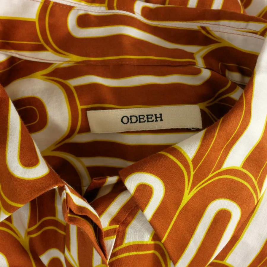 オデー ODEEH 総柄プリント ロングシャツワンピース ドレス 長袖 36  