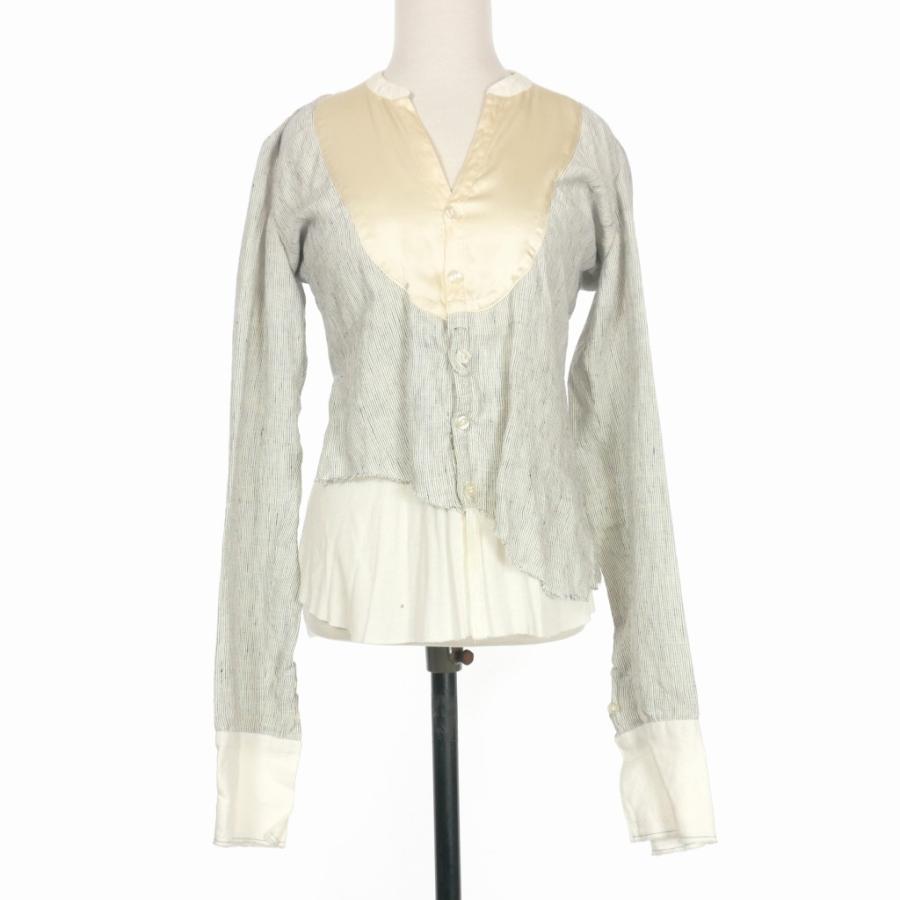 【中古】グレッグローレン GREG LAUREN 再構築 ドッキング ストライプシャツ 長袖 0 マルチカラー レディース グレッグローレン GREG LAUREN 再構築 ドッキング ストライプシャツ