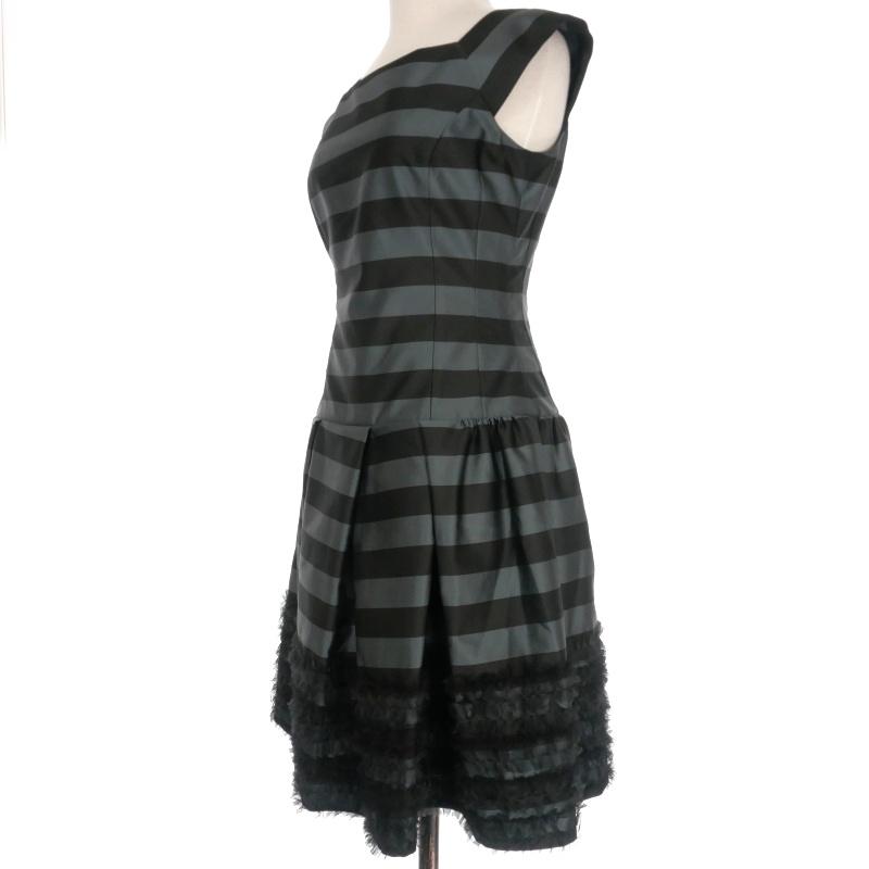 ルネ Rene TISSURE ノースリーブ ボーダーワンピース ドレス 裾フリル  
