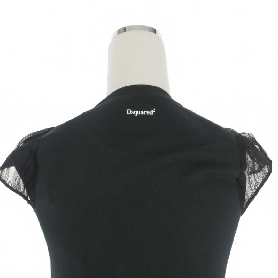 DSQUARED2 - ディースクエアード 22SS シースルー パフスリーブ プリント Tシャツ 黒 DSQUARED2（ディースクエアード） 未使用品 DSQUARED2 22SS シースルー