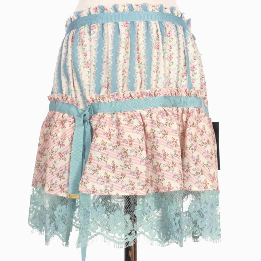 【中古】未使用品 ディースクエアード DSQUARED2 22SS ラッフルミニスカート レース 花柄 38 マルチカラー S75MA0801 DSQUARED2（ディースクエアード） 未使用品 DSQUARED2 22SS ラッフル