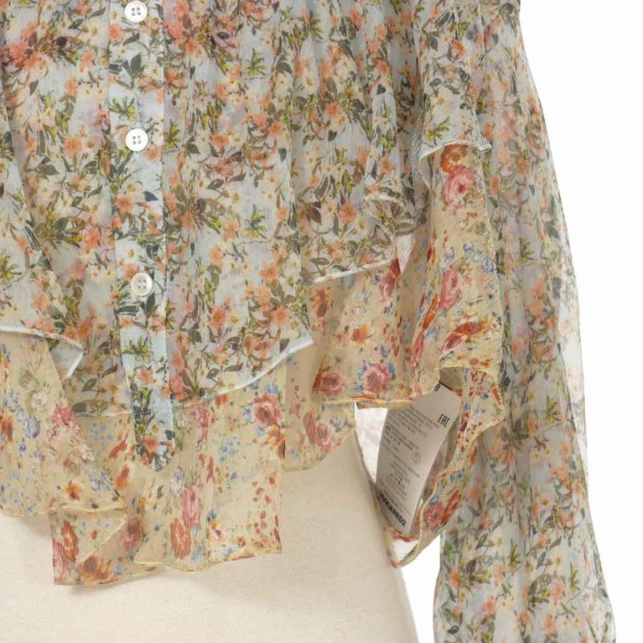 DSQUARED2 - ディースクエアード シアー 花柄 レイヤードシャツ ブラウス ボタン 38 緑 ディースクエアード シアー 花柄 レイヤードシャツ ブラウス