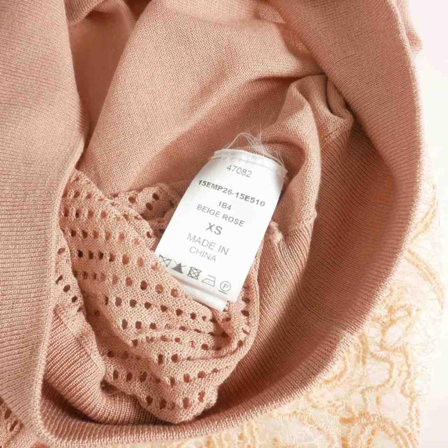 クロエ CHLOE レースニット セーター 半袖 XS ピンクベージュ 15EMP26  