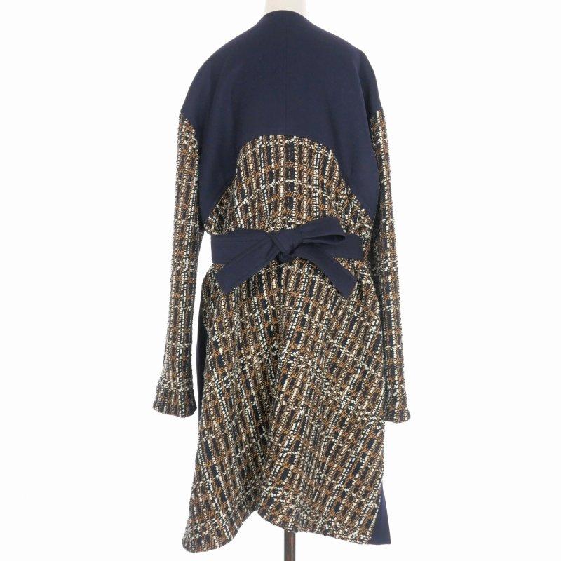 マルツィアーリ MRZ ノーカラーロングコート ジャケット S ネイビー 紺