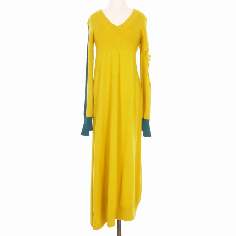 バリーニットウェア BARRIE Vネック ニットワンピース ドレス サイド  