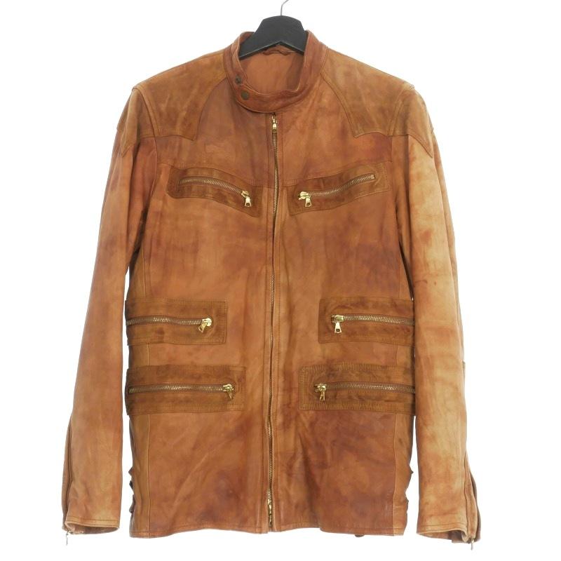 アバハウス ABAHOUSE 本革 レザージャケット ブルゾン 3 ブラウン 茶 