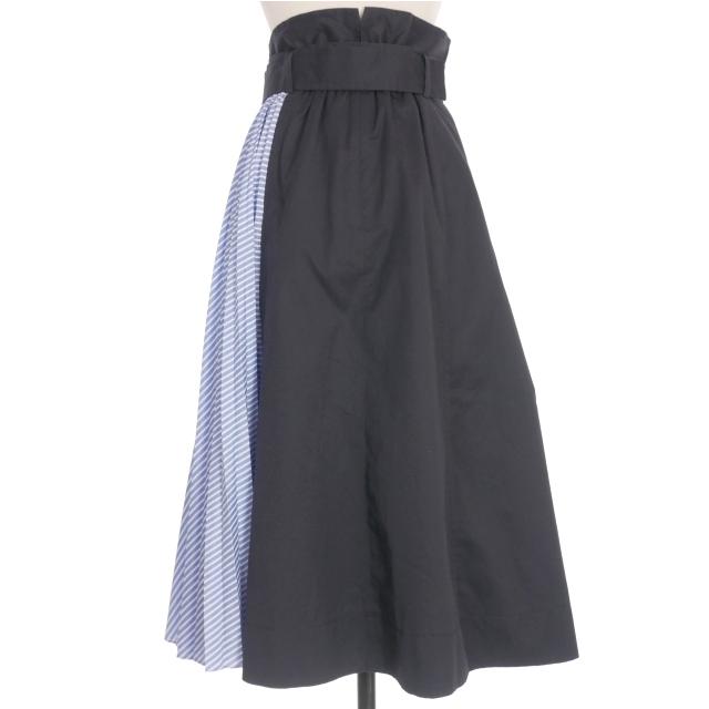 美品✨【Acne】フレアスカート ネイビー グレー ストライプ フレイアイディー FRAY I.D トレンチプリーツスカート ストライプ