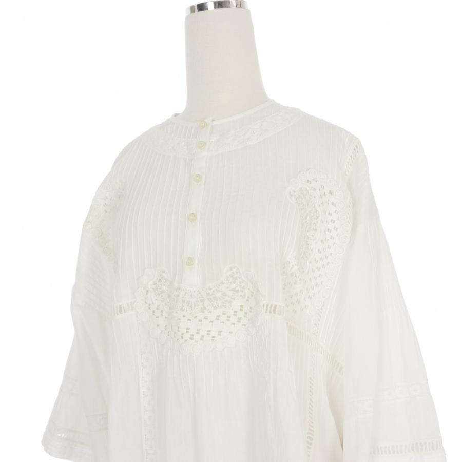 【中古】未使用品 ディースクエアード DSQUARED2 22AW レース シャツワンピース ドレス 半袖 36 白 ホワイト DSQUARED2（ディースクエアード） 未使用品 DSQUARED2 22AW レース