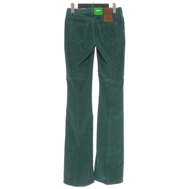 【中古】未使用品 ディースクエアード DSQUARED2 22AW Mid Waist コーデュロイ フレアパンツ 38 グリーン 緑 S73LA0266 DSQUARED2（ディースクエアード） 未使用品 DSQUARED2 22AW Mid Waist