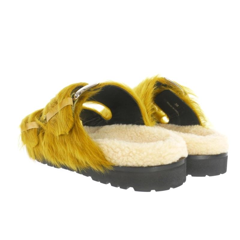 未使用品 ディースクエアード DSQUARED2 22AW ROCK YOUR ROAD SANDALS レザー フラットサンダル 靴 37 ライム 緑 FSW0050022057198088 国内