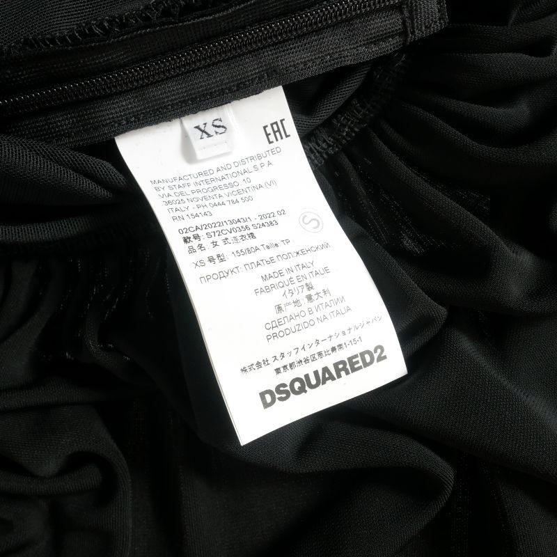 【中古】ディースクエアード DSQUARED2 22AW シャーリング ベアトップワンピース ドレス XS ブラック 黒 S72CV0356 DSQUARED2（ディースクエアード） DSQUARED2 22AW シャーリング ベア