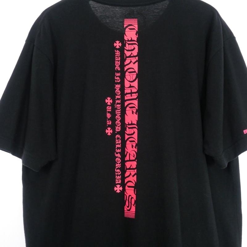 CHROME HEARTS クロムハーツ NEON PINK STRIPE LOGO TEE ネオピンク 