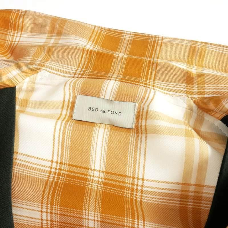 【中古】ベッドフォード BED J.W. FORD 21SS Inner vest open collar blouse レイヤード チェックシャツ 長袖シャツ 1 生成り ベッドフォード BED J.W. FORD 21SS Inner vest open collar blouse