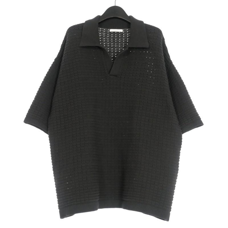 WYM TUCK SKIPPER KNIT POLO チャコール