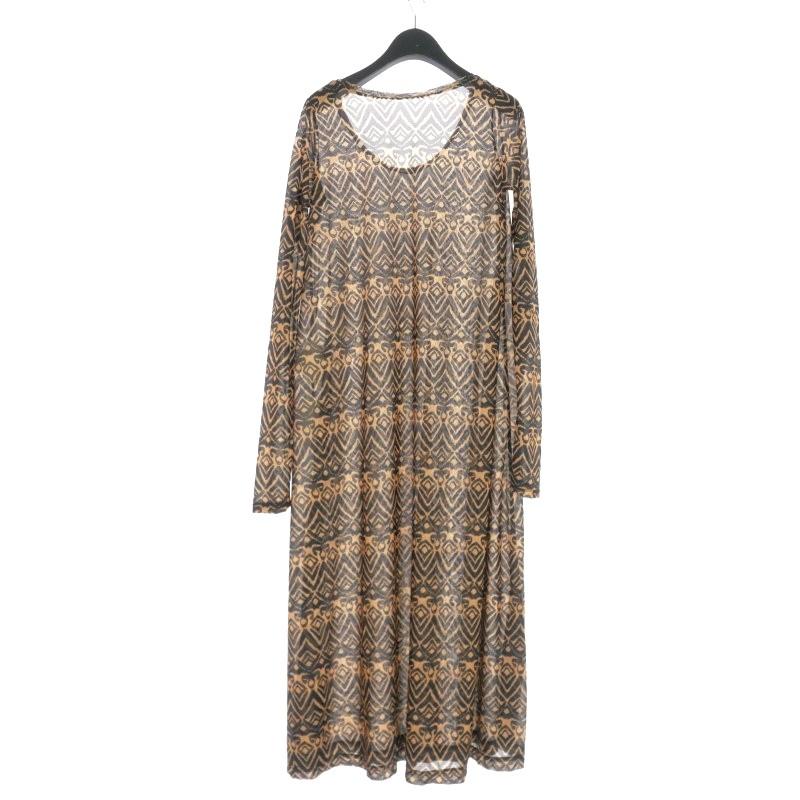 未使用品 フミエタナカ FUMIE TANAKA 23SS SHEER PRINT LONG OP ロング 