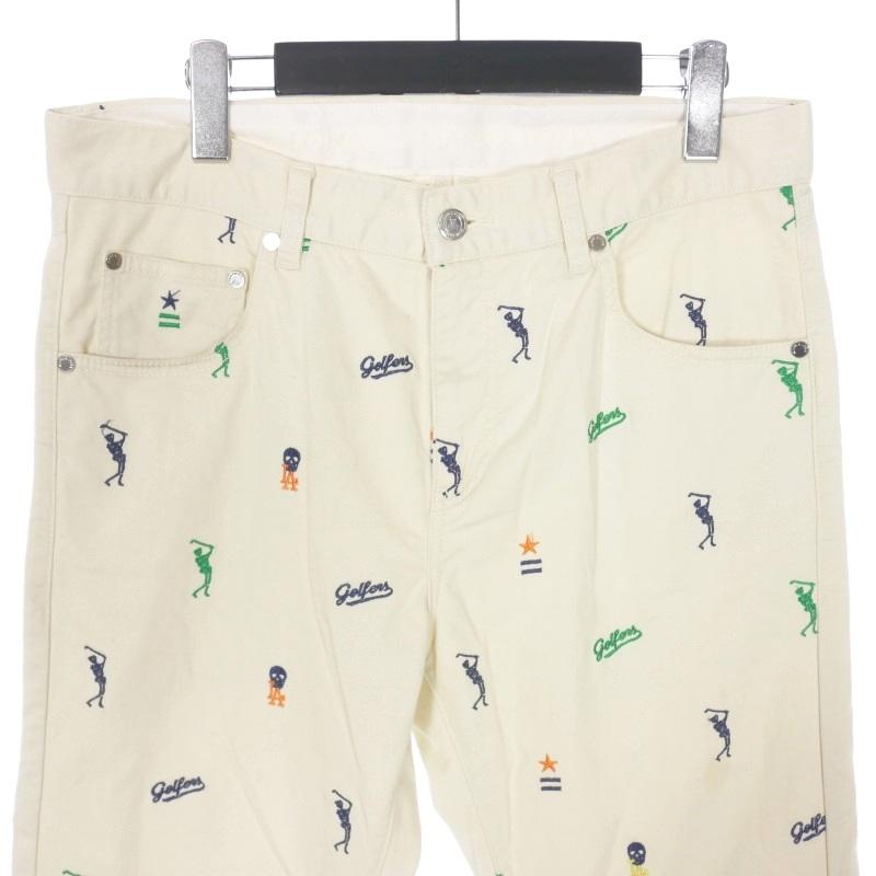 MARK&LONA】ベージュ スカル刺繍パンツ