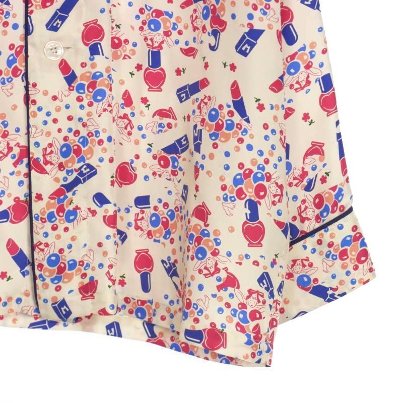 【中古】未使用品 メゾンマルジェラ 22AW Ditsy パジャマシャツ シルク 総柄 長袖 40 ホワイト/ブルー 白/青 未使用品 メゾンマルジェラ Maison Margiela 22AW Ditsy パジャマ