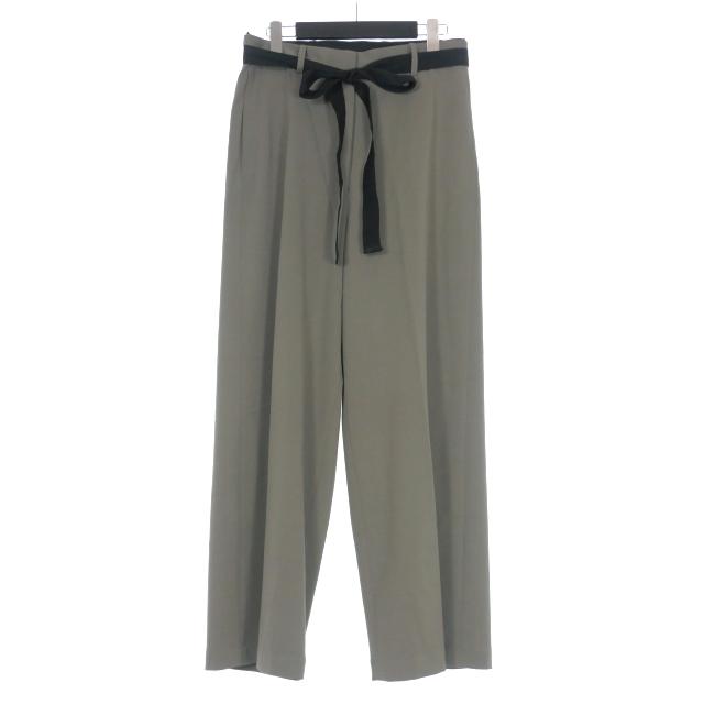 アッシュ HACHE ベルト付き ワイドパンツ スラックス 38 カーキ  