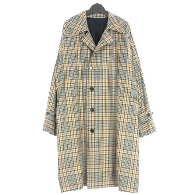 【中古】マーカウェア MARKA WARE オーガニックウール チェックサージ ロングコート  ジャケット 1 ベージュ/ネイビー マーカウェア MARKA WARE オーガニックウール チェックサージ ロング